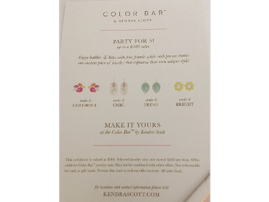 Kendra scott color hot sale bar party cost