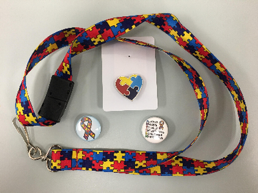 Autism Lanyard with buttons and pin