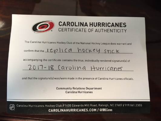 Carolina Hurricanes Autographed Hockey Stick