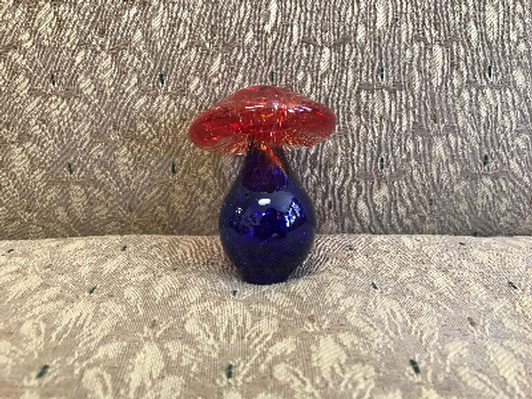 Handblown Glass Mushroom (Red and Blue)