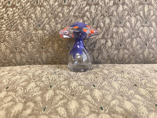 Handblown Glass Mushroom (Purple and Red)