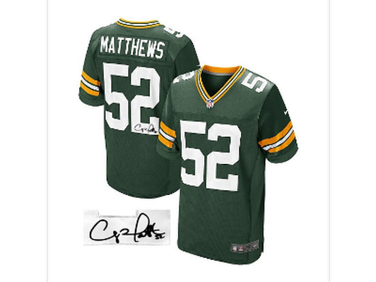 Clay Matthews Green Bay Packers Autographed Nike Elite Green Jersey