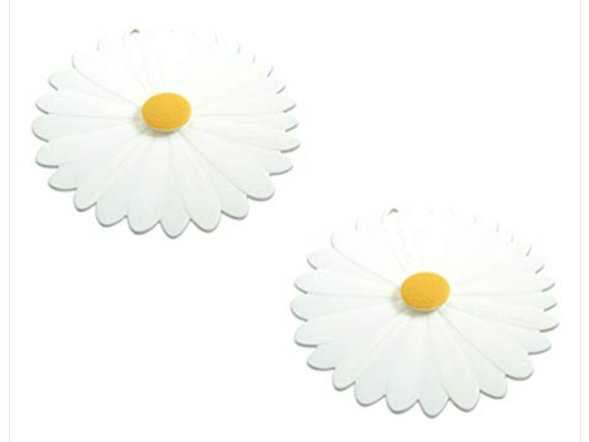Two 4" Silicone White Daisy Lids by Charles Viancin
