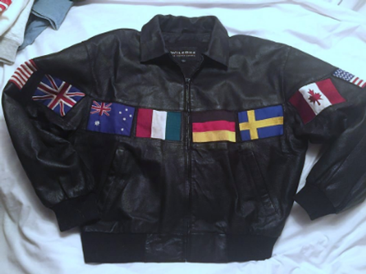 Wilson's Leather Jacket  - World Flags - Large