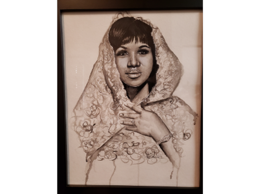 Portrait of Aretha Franklin Framed