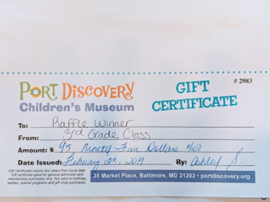 3rd Grade Port Discovery Gift Certificate