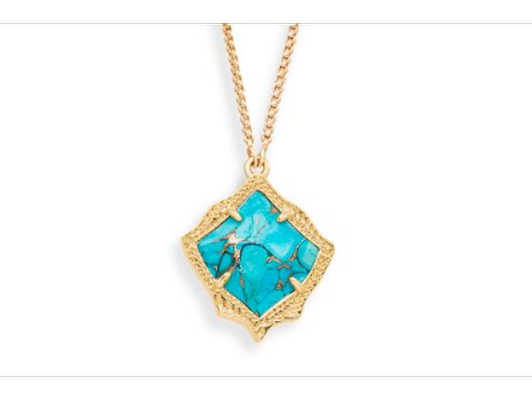 Kendra Scott Long Pendant Necklace veined Turquoise Magnesite 