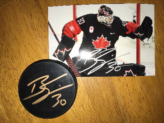 Ben Scrivens #30 Autographed Hockey Puck and picture