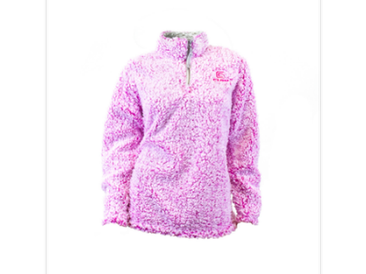 Women's Pink Sherpa Pullover - Pink/Gray - Size M - Size exchanges are available.