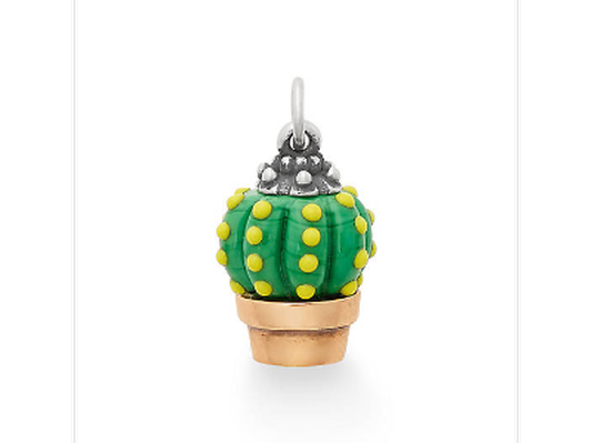 James Avery Barrel Cactus Art Glass Charm & Hook-On Bracelet