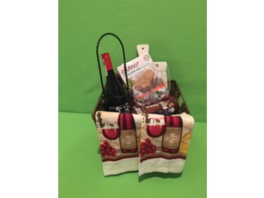 Wine and Summer Sausage and Crackers Basket