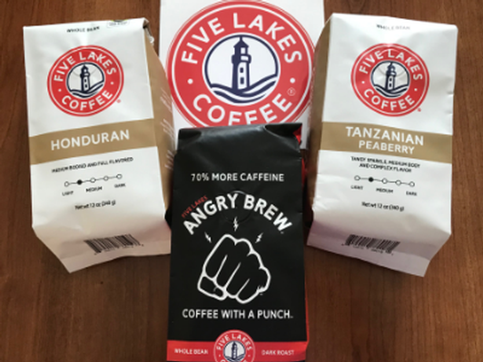 Five Lakes Coffee: 3-12 oz pkg coffee beans