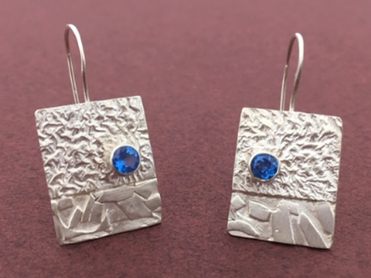 Sterling Silver Earrings w/Blue Topaz
