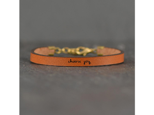 Choose Joy: stamped leather bracelet
