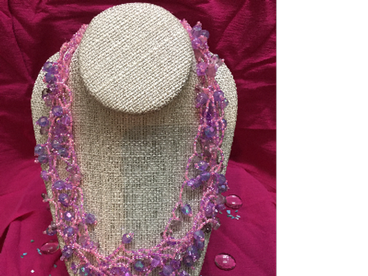 Pink/purple beaded necklace
