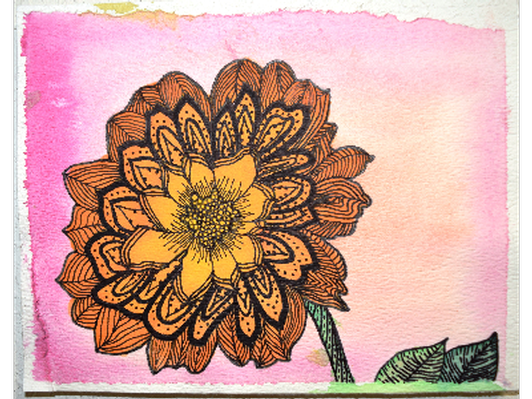 Mandala sunflower- 5" x 7"