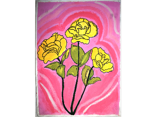 Yellow rose with pink background- 11"x 15" 