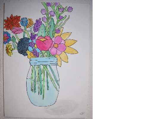 Flowers in vase- 9" x 12" 