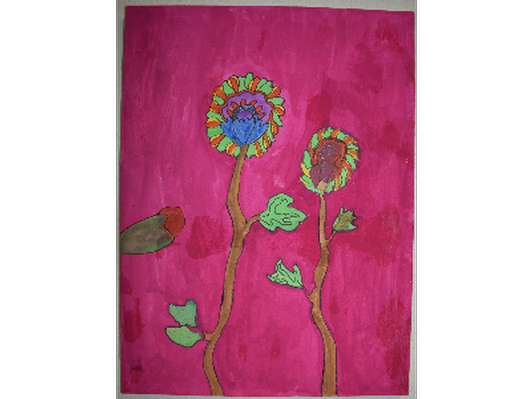 Two flowers with magenta- 9" X 12"