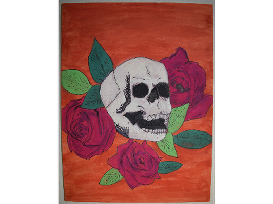 Rose & skull- 12" 9" 