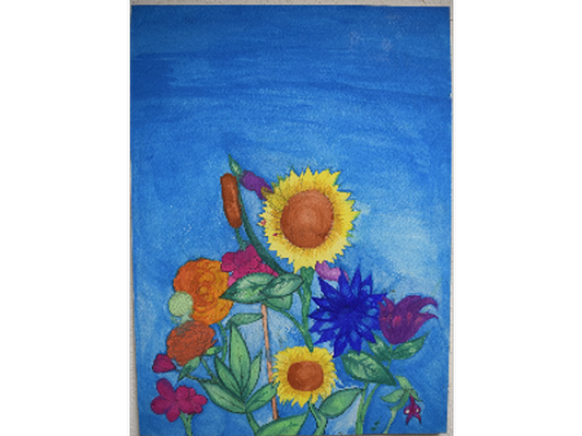 Sunflower with blue sky- 15" x 11"