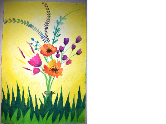  Flower in grass vase- 15" x 11"