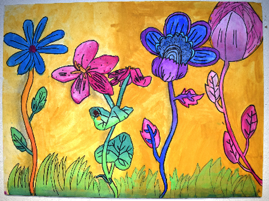 Flowers from grass- 18" x 24"