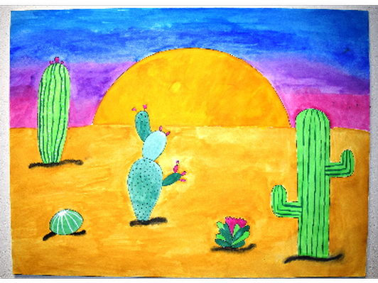 Cactus at sunset- 24" x 18" 