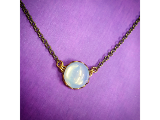 Simple Glass Opal Necklace