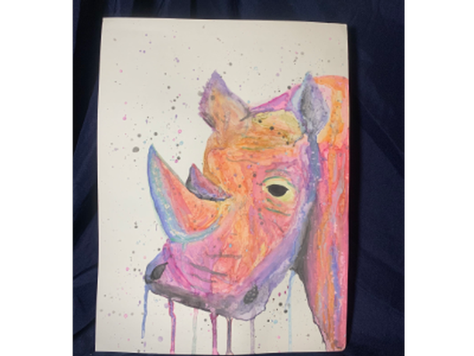 Rainbow Watercolor Rhino