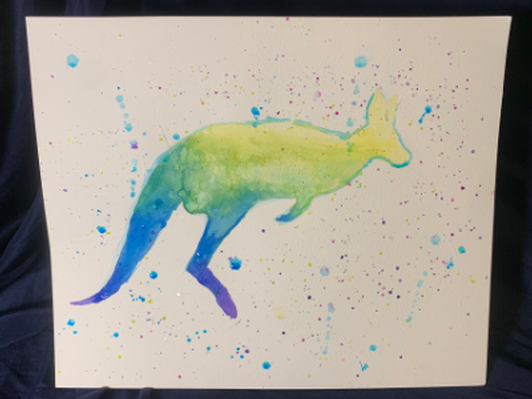 Watercolor Kangaroo Silhouette