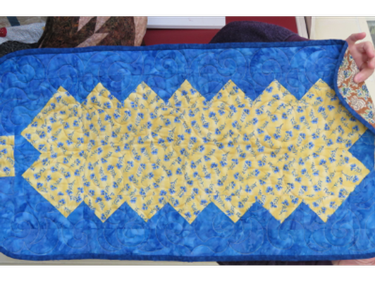 Yellow and Blue Quilted table runner