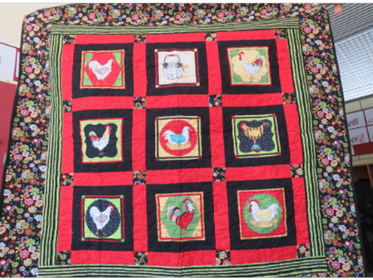 Lap Quilt (52" X 54") with Rooster Motif