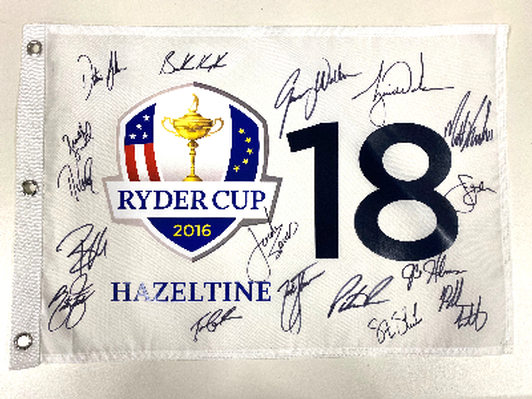 2016 Ryder Cup pin flag signed by American Team (all proceeds will benefit tornado relief efforts in Nashville)