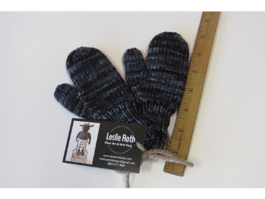 Hand Knit Small Child Mittens - shades of blue