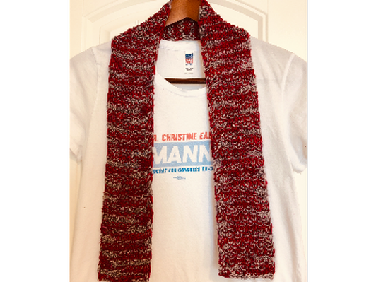 Silver and red scarf