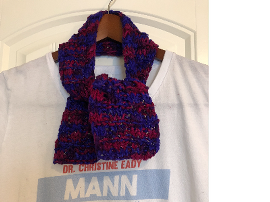 Short purple and red scarf