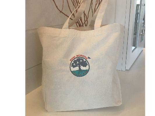 Reusable cotton grocery bags with New School Logo!