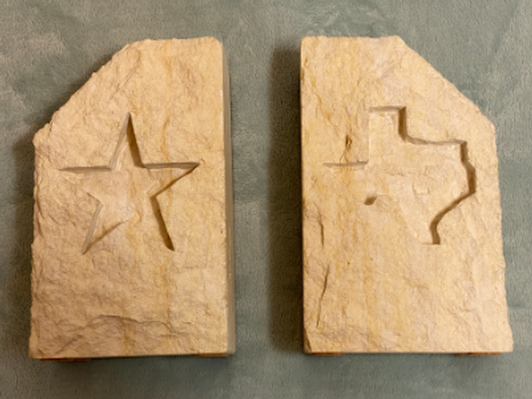 Texas Shape/Star Limestone Bookends