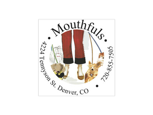 Mouthfuls Pet Store gift card and bag of dog treats