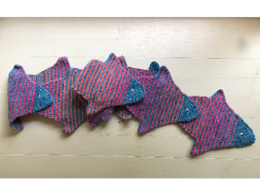 Hand-knit Merino Wool Fish Scarf