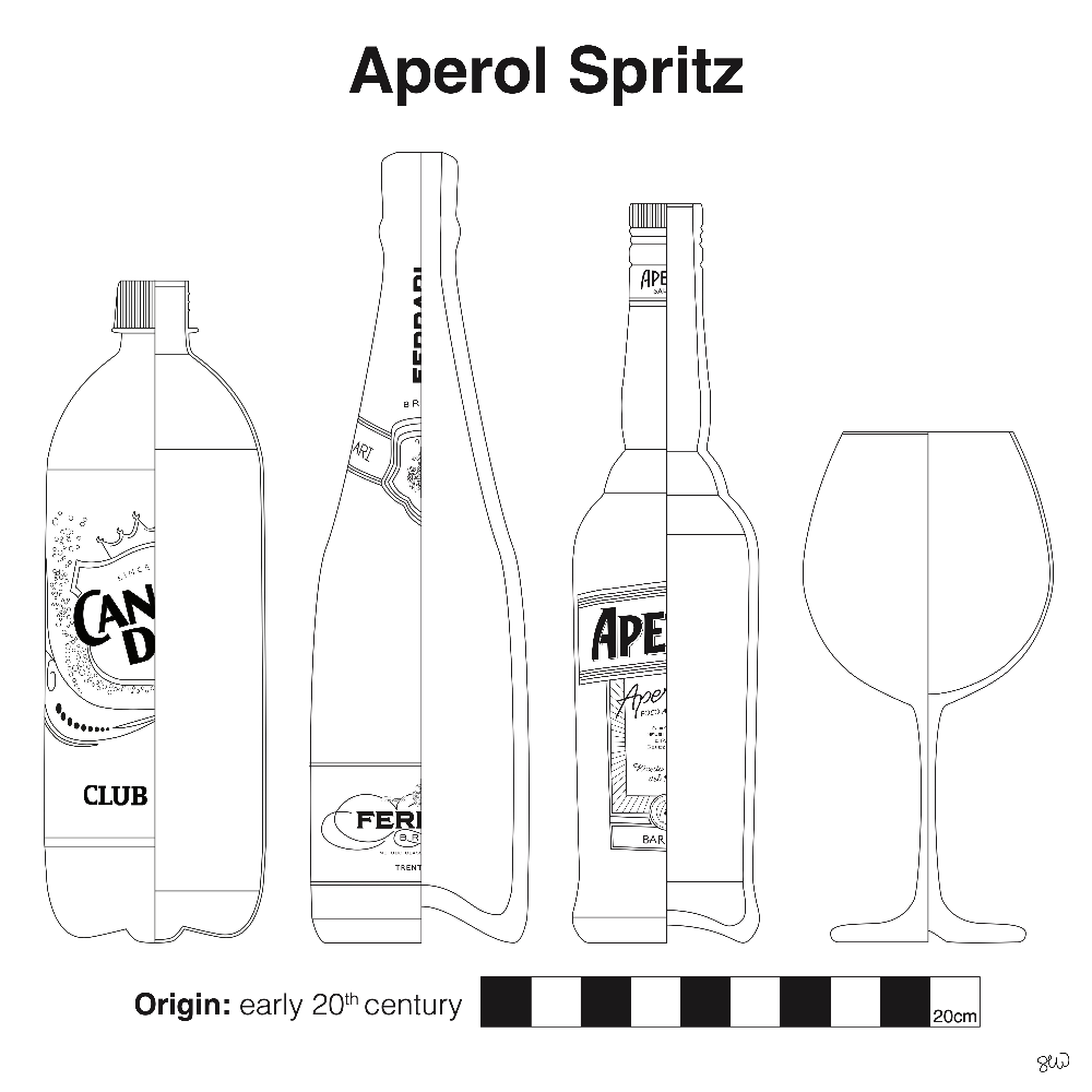Sarah Wenner' Archaeo Bar Drawing- "Aperol Spritz"