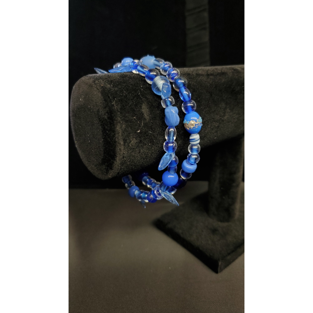 8" Blue Beaded Bracelet set