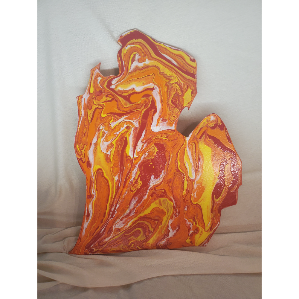 Red and Orange Paint Pour Michigan