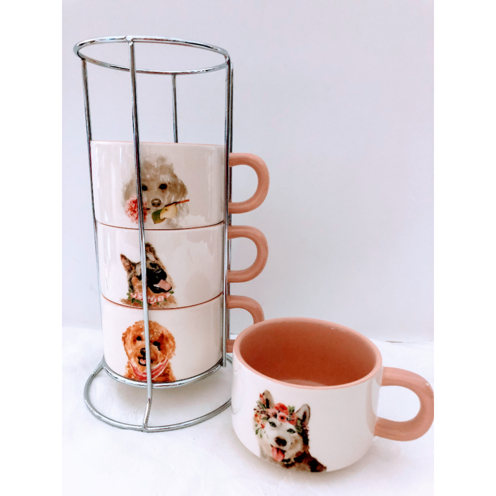 “Our Favorite Pets / DOGS” set of 4 mugs - Dishwasher & microwave safe.