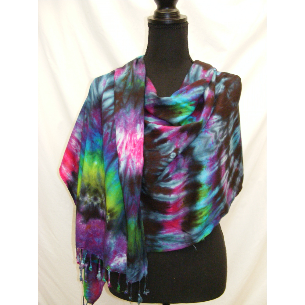 Rayon Tie-Dyed Scarf with Fringe