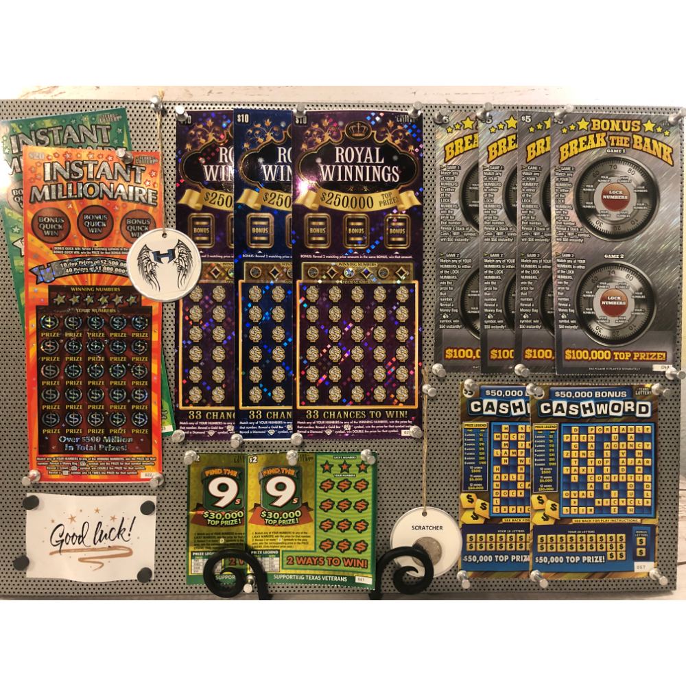 $100 Scratch Off Lottery Tickets and Peg Board