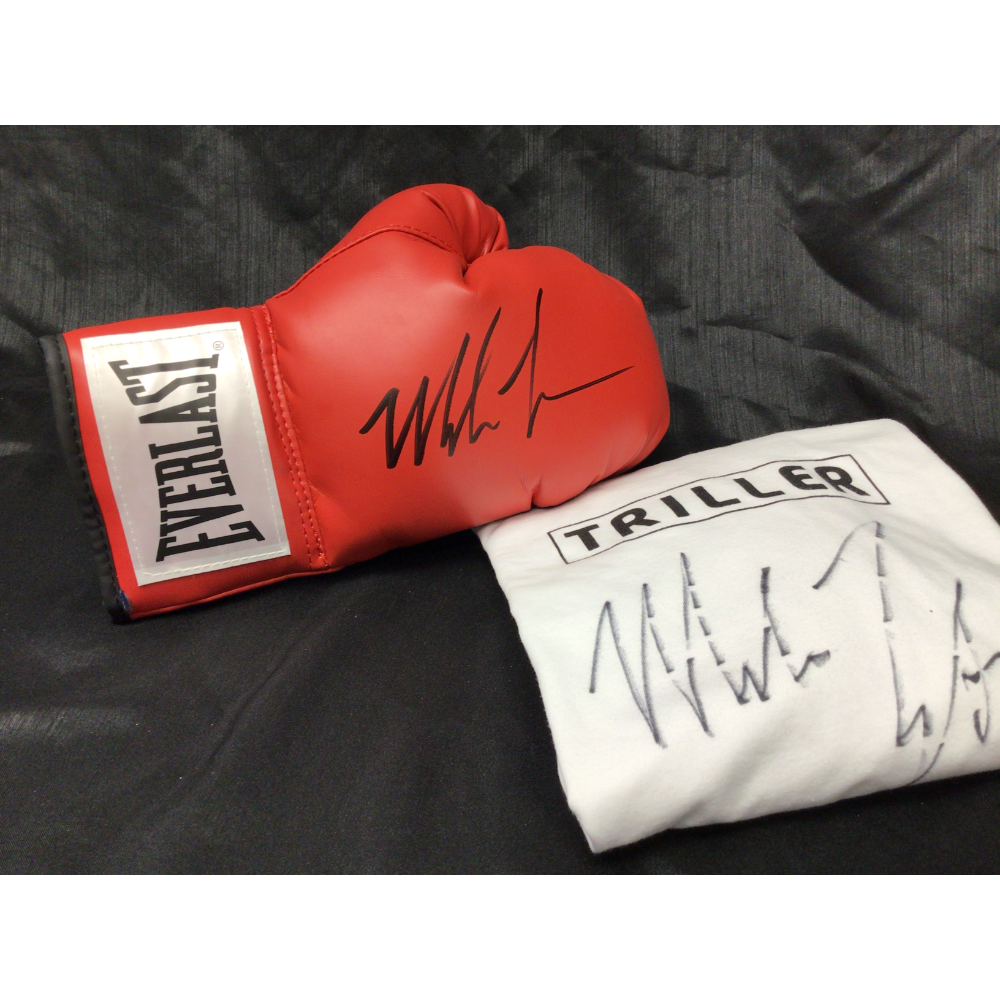 Autographed Mike Tyson Boxing Glove + t-shirt