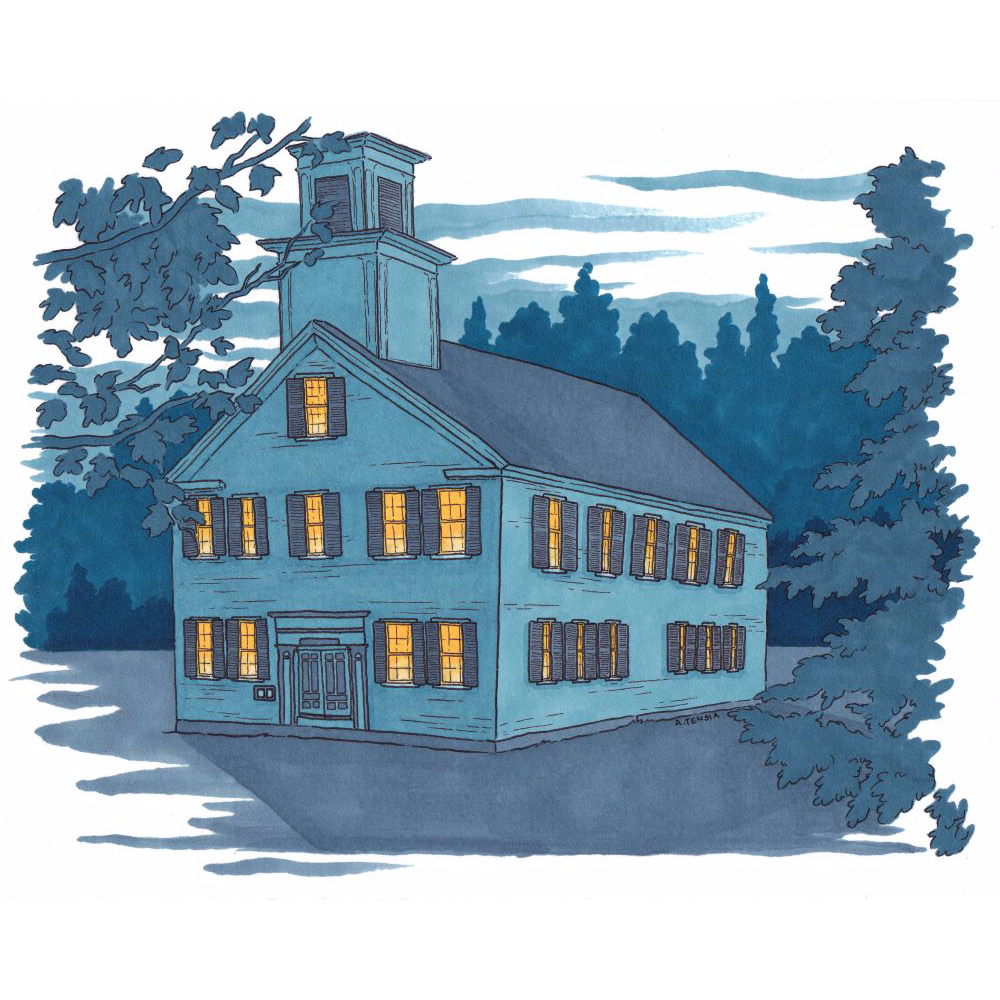 The Grafton Center Meetinghouse, an illustration by Abbie Geringer