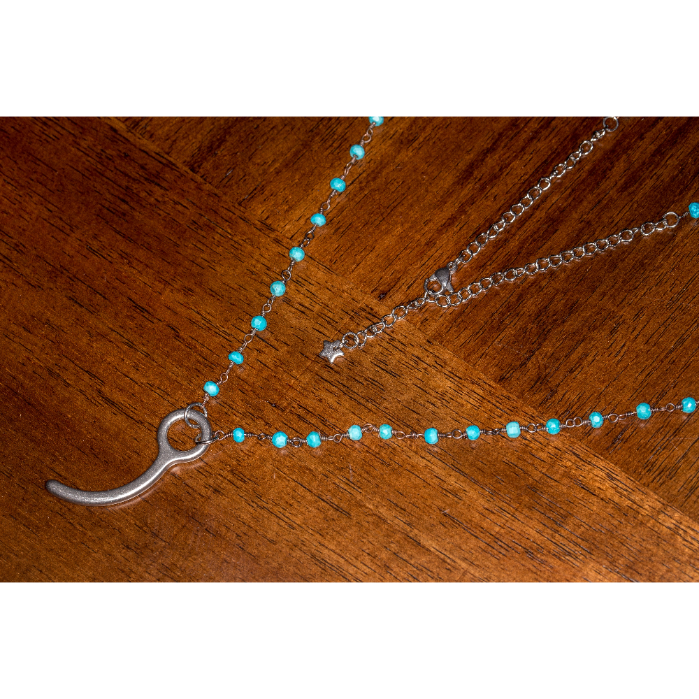 Skydive Closing Pin Necklace [with blue beads]